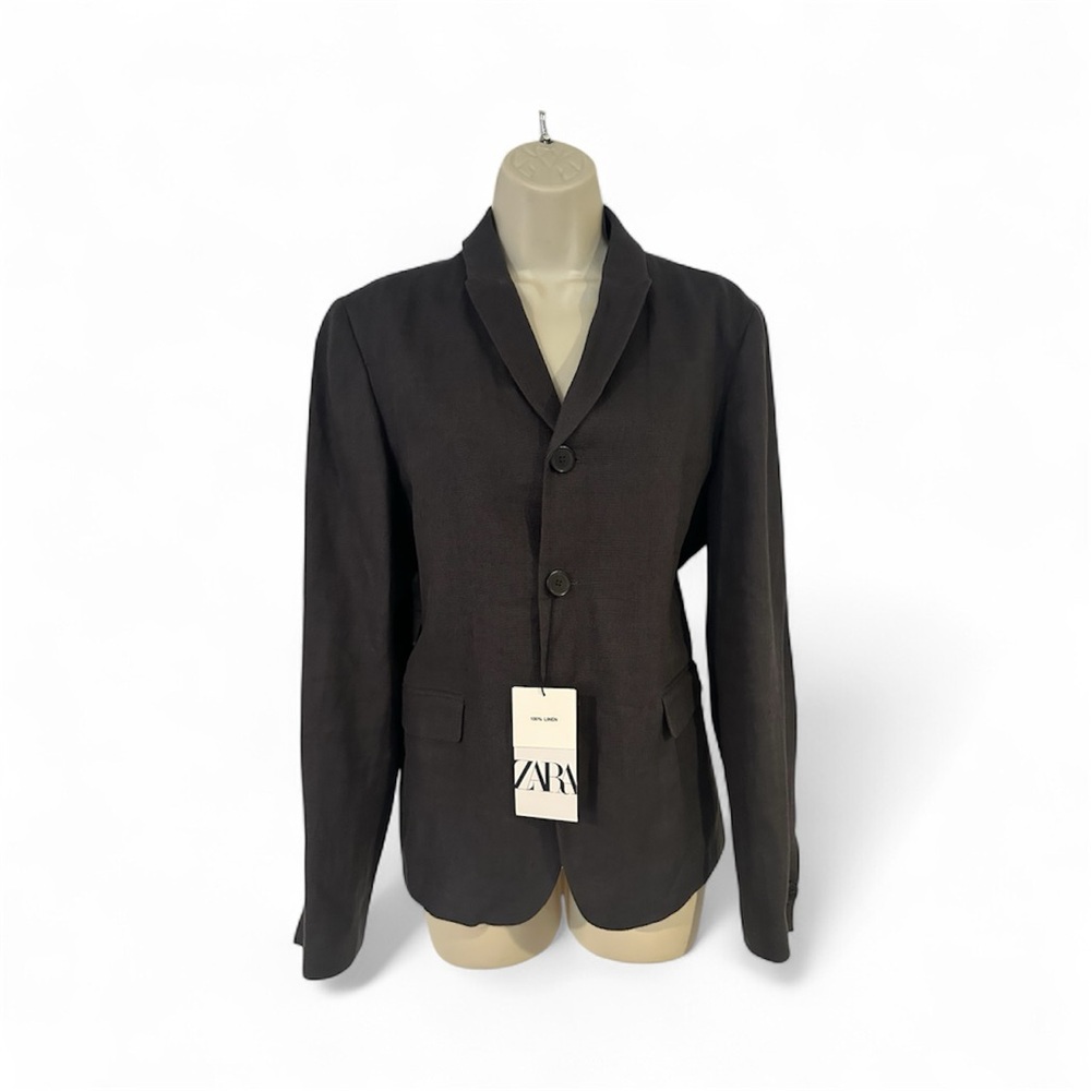 Zara Womens Charcoal Linen Blazer Size M